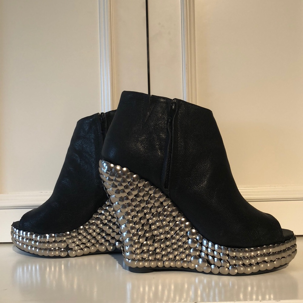 Jeffery Campbell silver studded platform booties